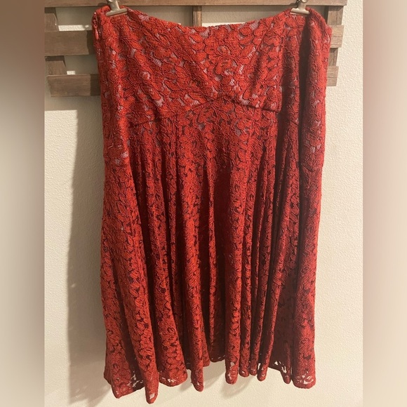 Moulinette Soeurs Nolana Lace Overlay Rust Orange Skirt Size 4 Anthropologie - Picture 3 of 6